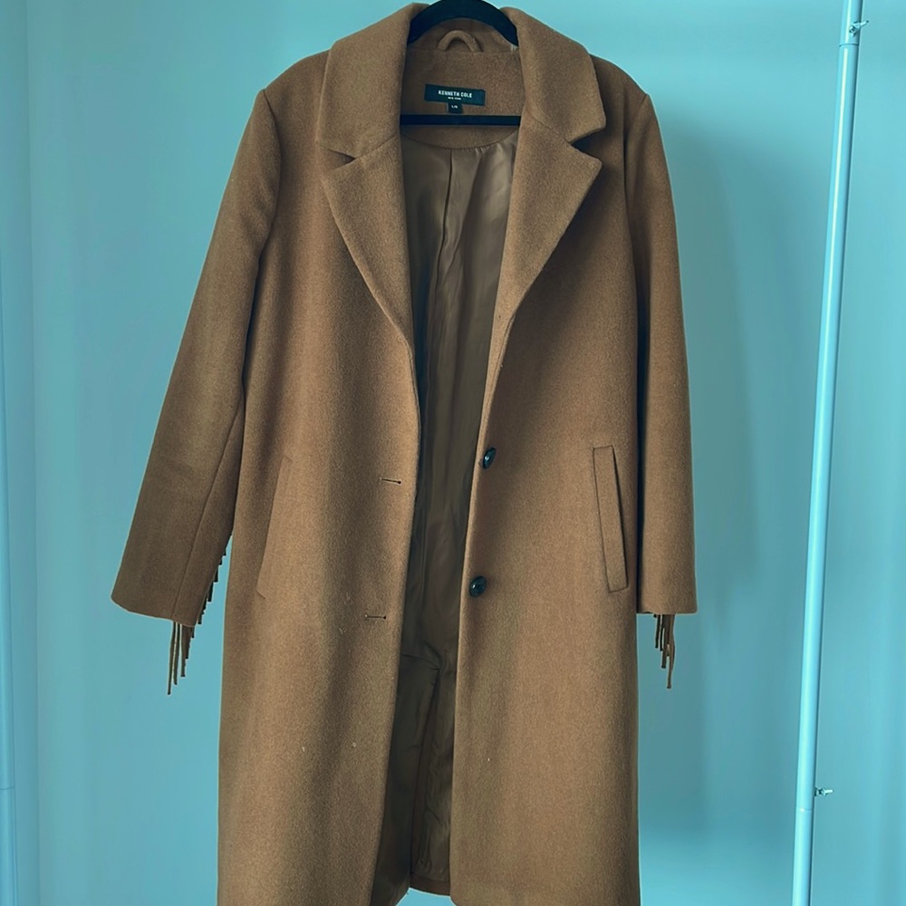 Kenneth Cole fringed coat Size Large